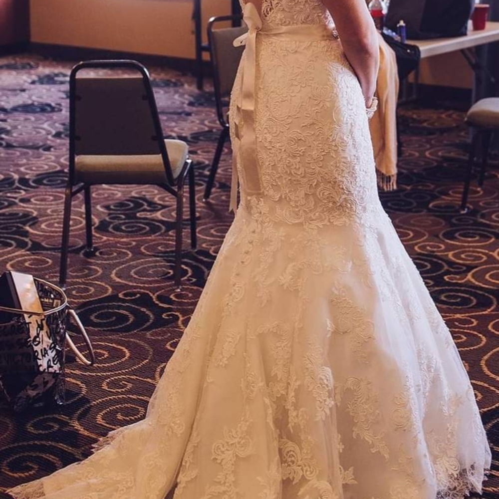 Elegant White Lace Wedding Dress - Picture 5 of 11